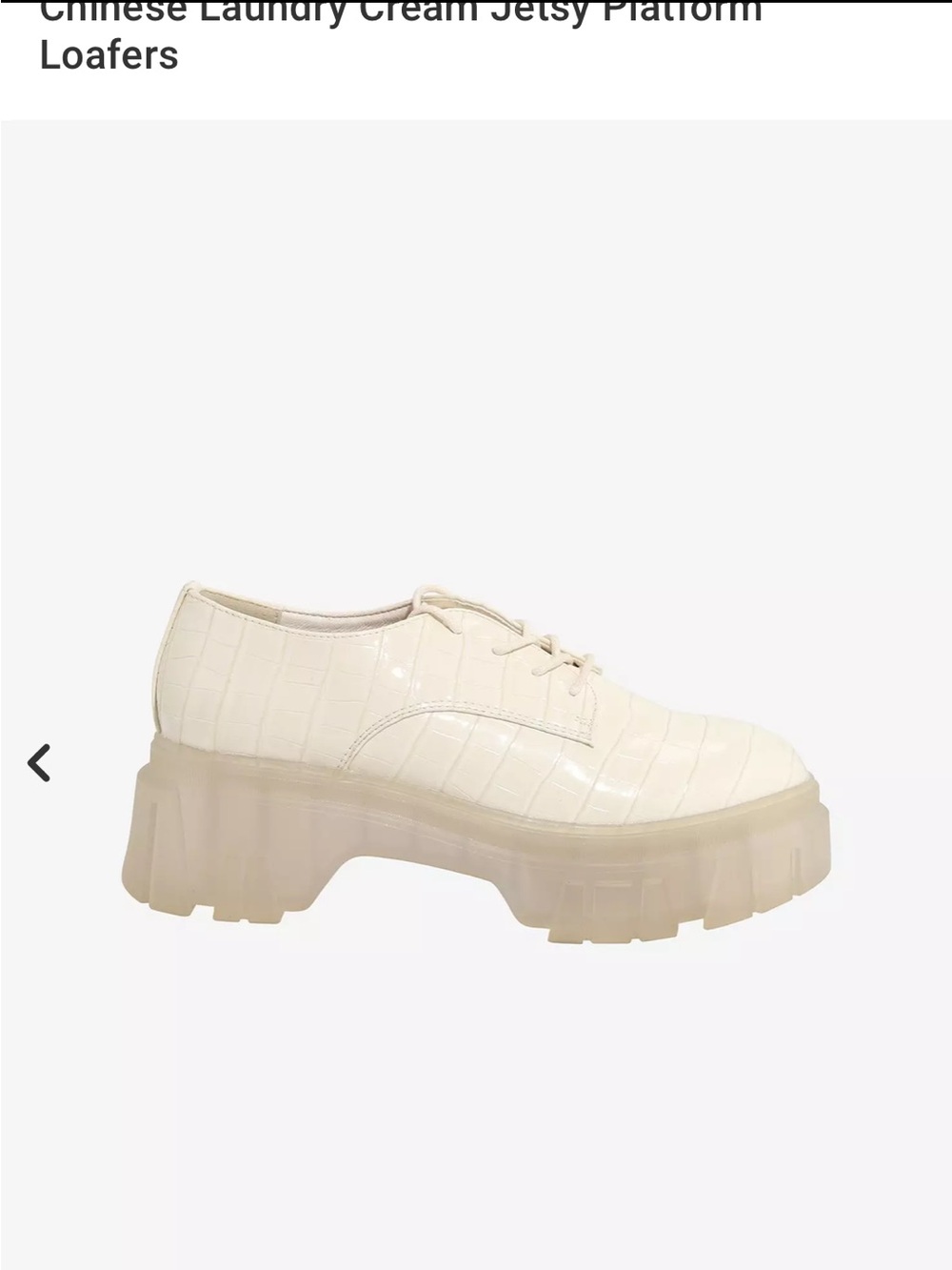 Chinese Laundry Cream Croc-Embossed Platform Lace-Up Loafers